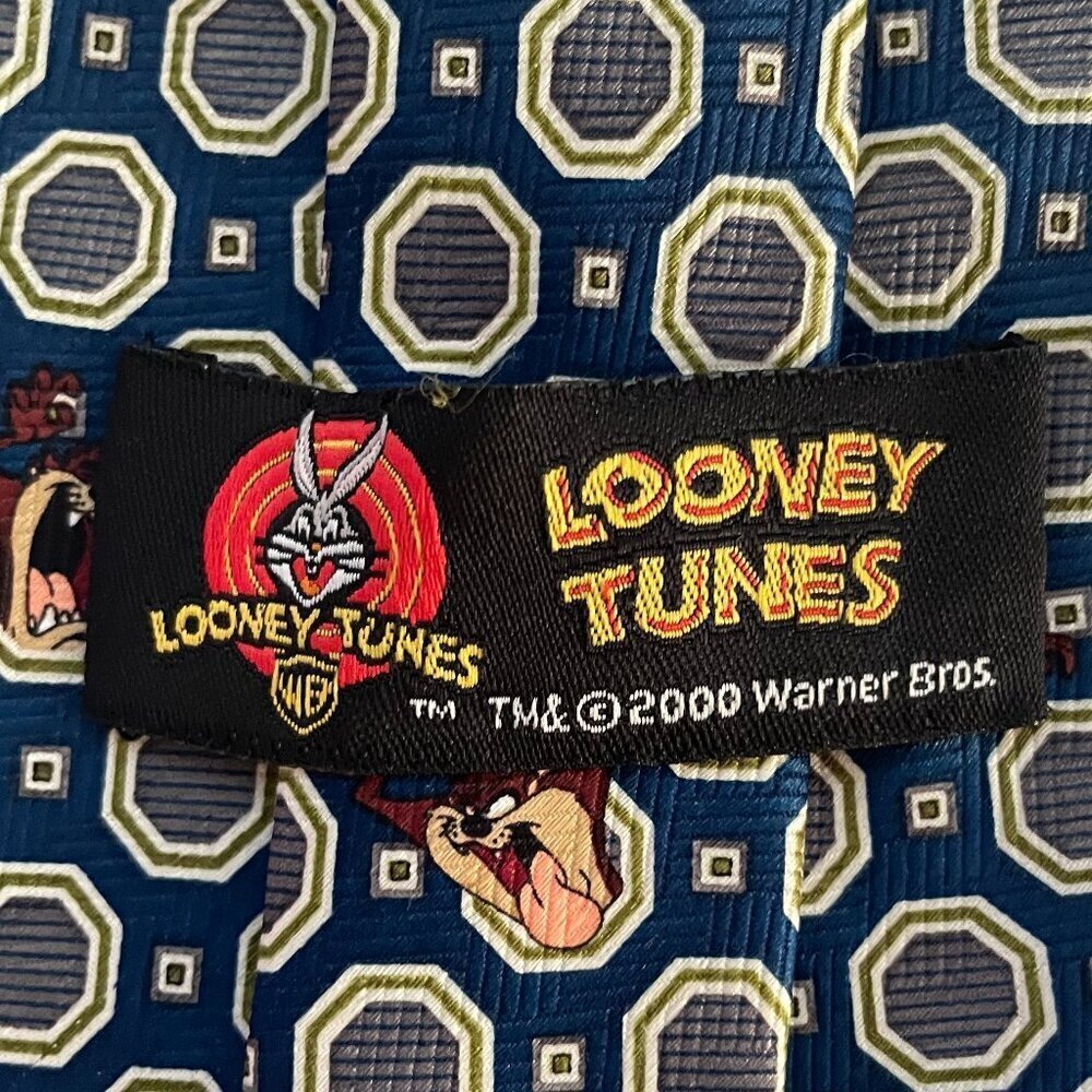 Looney Tunes Vintage 2000 Tasmanian Devil Necktie Men’s Blue Gray Cartoon Tie - Picture 4 of 7
